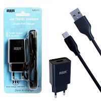 блок питания mrm mr21m черный 5в, 2.1а + кабель microusb 1.2м зарядное устройство с usb портом  фото