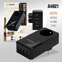 сетевой фильтр live-power h5012 розетка + 4usb qc3.0, 40w 5v/2,1a черный  фото