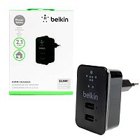 блок питания belkin 5в, 2.1а s950 зарядное устройство с 2 usb черный  фото